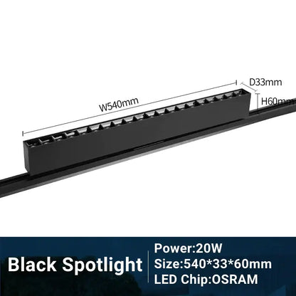 Modern black & white led track light living room linear grille spot