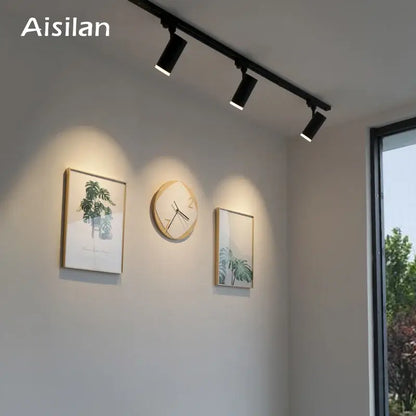 Modern black led track light three spotlight gallery lighting