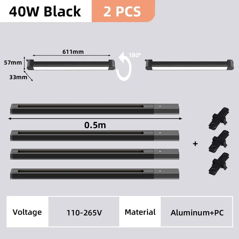 Modern black & white led track light set living room spotlight
