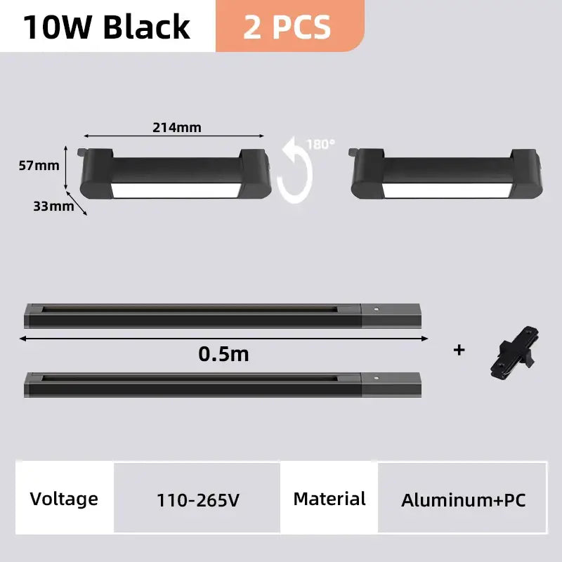 Modern black & white led track light set living room spotlight