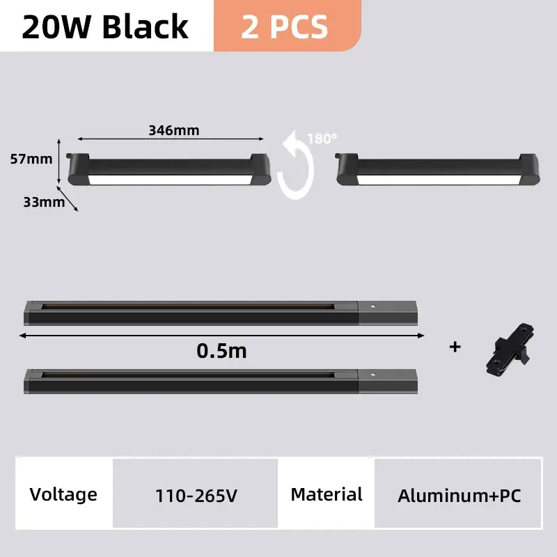 Modern black & white led track light set living room spotlight