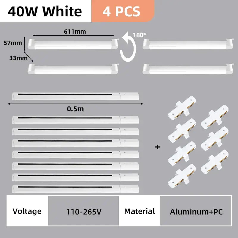 Modern black & white led track light set living room spotlight