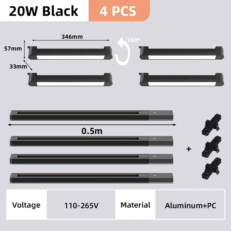 Modern black & white led track light set living room spotlight