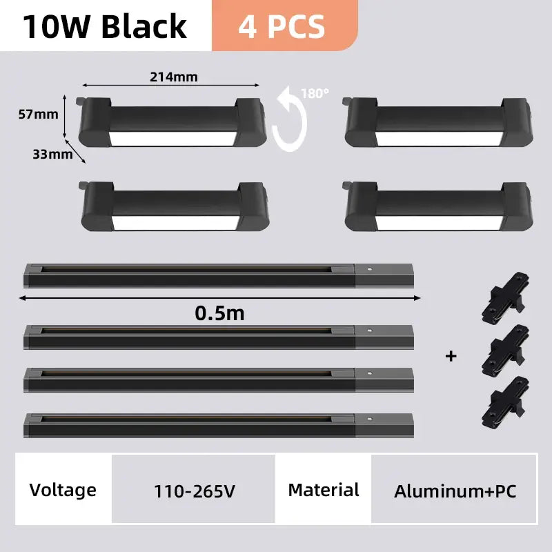 Modern black & white led track light set living room spotlight