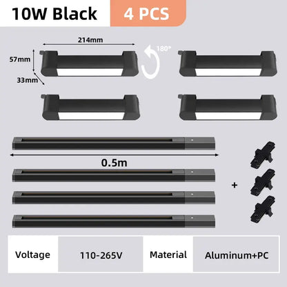 Modern black & white led track light set living room spotlight