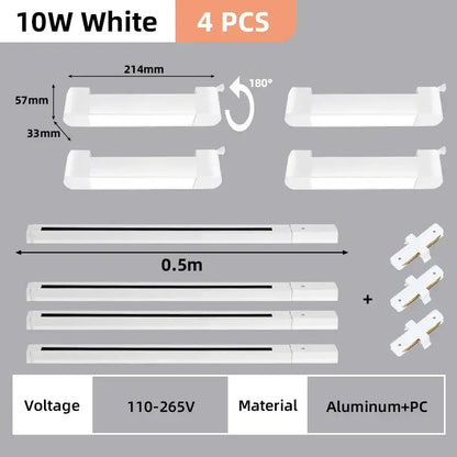 Modern black & white led track light set living room spotlight