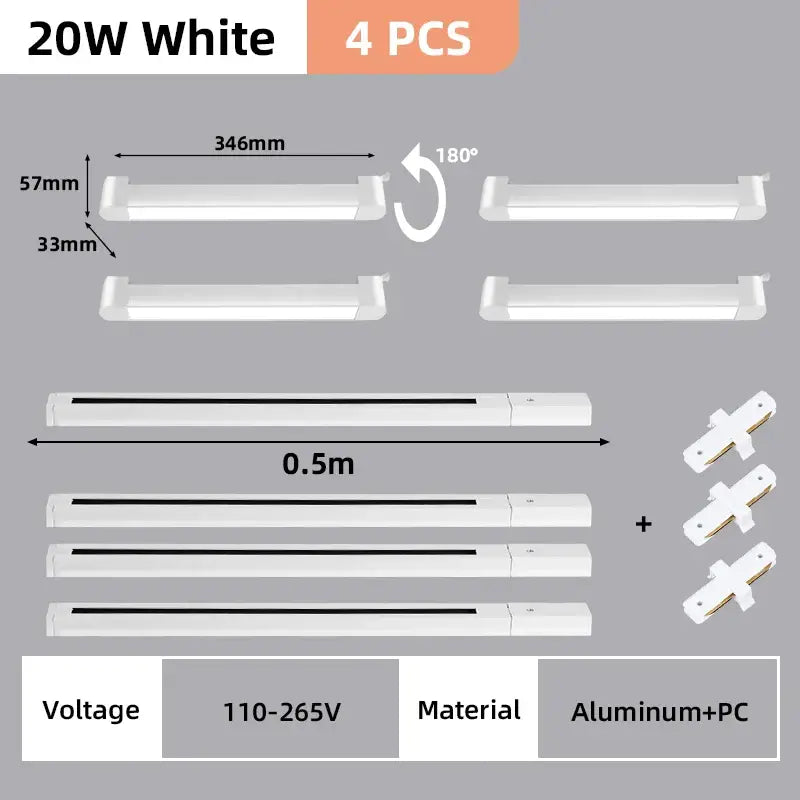 Modern black & white led track light set living room spotlight