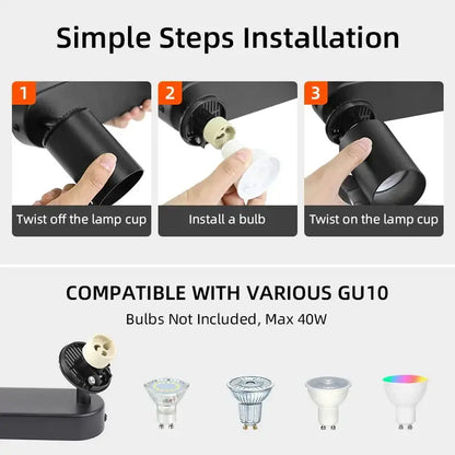 Modern matte black 3-light led track spot light for bedroom