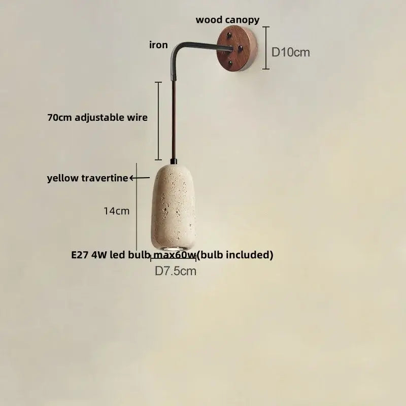 Modern beige travertine stone wall lamp stair light