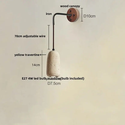 Modern beige travertine stone wall lamp stair light