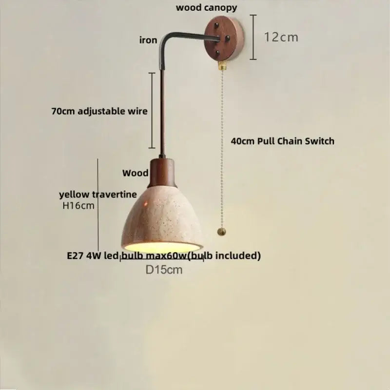 Modern beige travertine stone wall lamp stair light