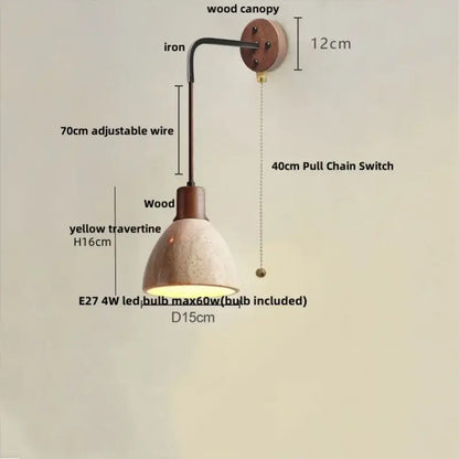 Modern beige travertine stone wall lamp stair light