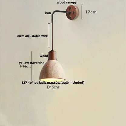 Modern beige travertine stone wall lamp stair light