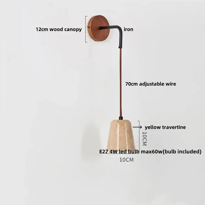 Modern beige travertine stone wall lamp stair light