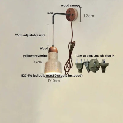Modern beige travertine stone wall lamp stair light
