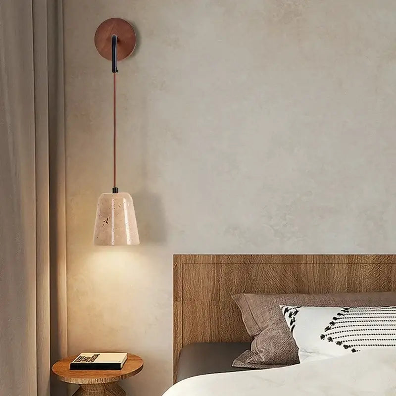 Modern beige travertine stone wall lamp stair light