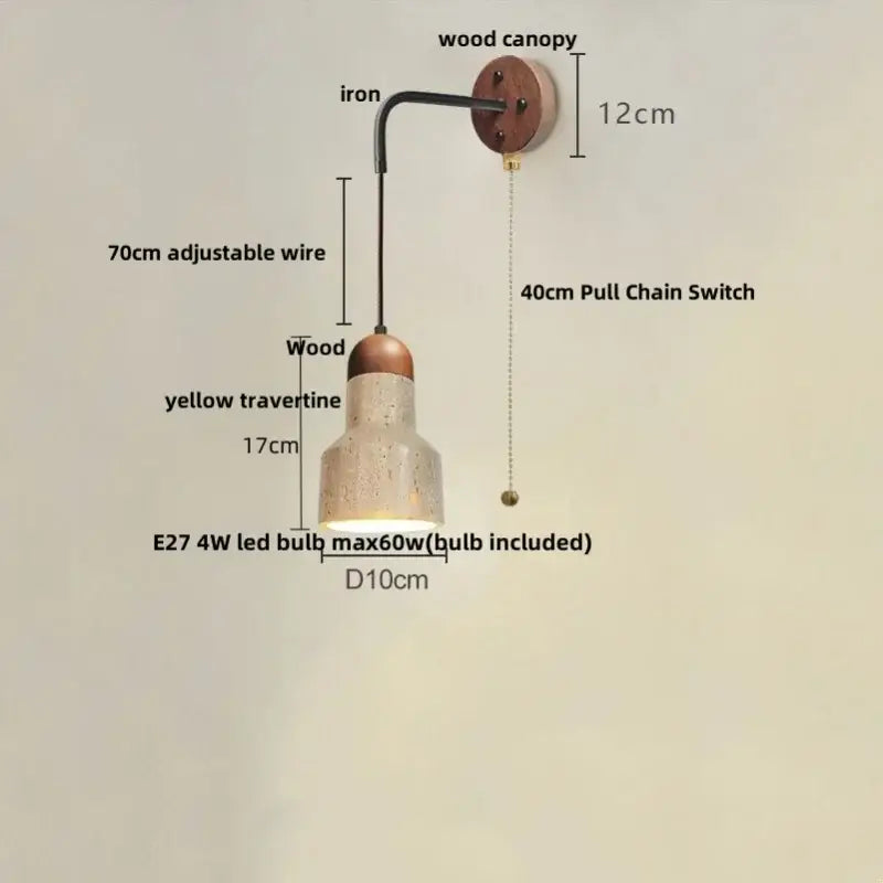 Modern beige travertine stone wall lamp stair light