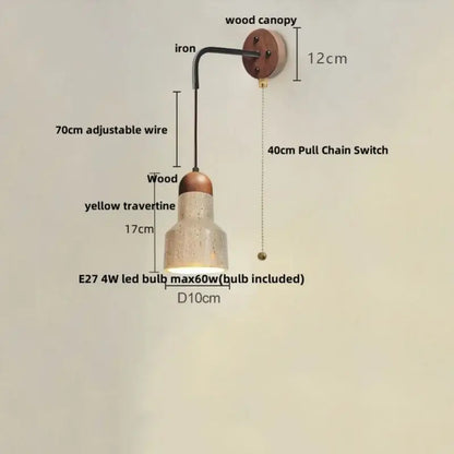 Modern beige travertine stone wall lamp stair light