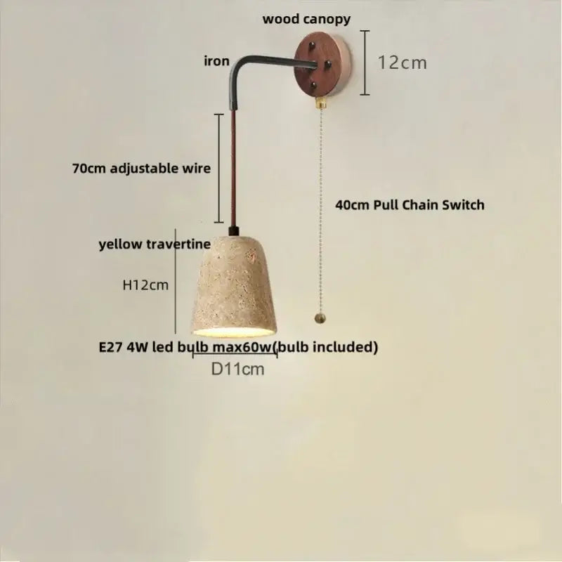 Modern beige travertine stone wall lamp stair light