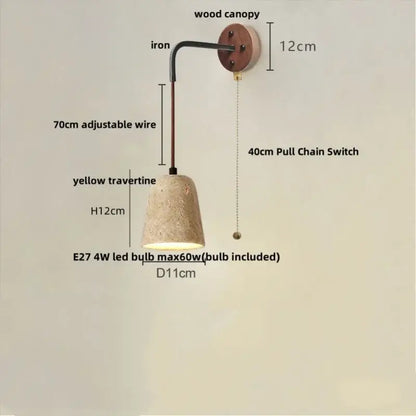 Modern beige travertine stone wall lamp stair light
