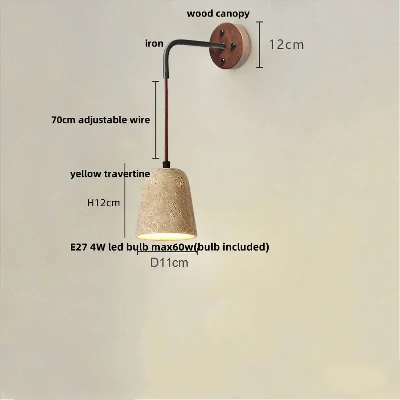 Modern beige travertine stone wall lamp stair light