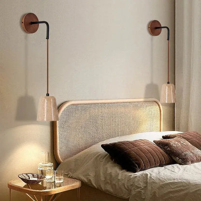 Modern beige travertine stone wall lamp stair light