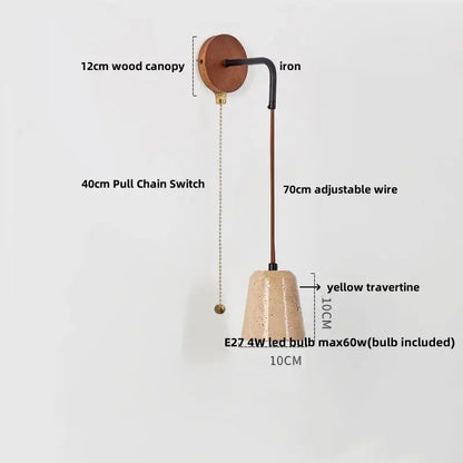 Modern beige travertine stone wall lamp stair light