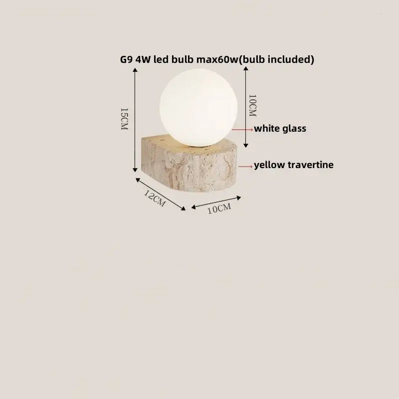 Textured travertine wall light – porch warm yellow sconce
