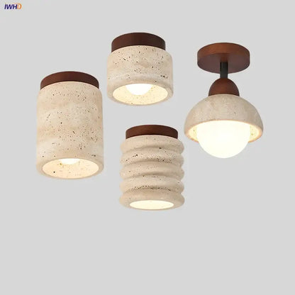 Modern travertine wood ceiling light set of 4 – dining room led