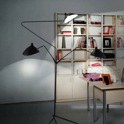 Industrial black metal 3 arm tripod floor lamp living room light