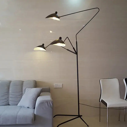 Industrial black metal 3 arm tripod floor lamp living room light