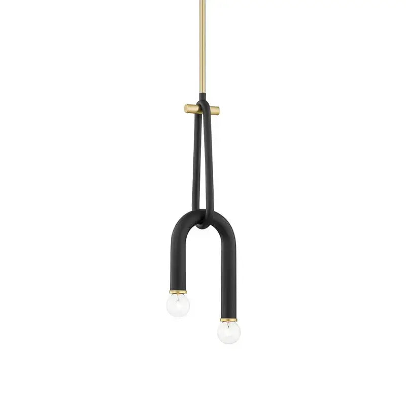 Modern black & brass led tube chandelier living room pendant light