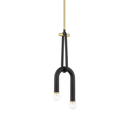 Modern black & brass led tube chandelier living room pendant light