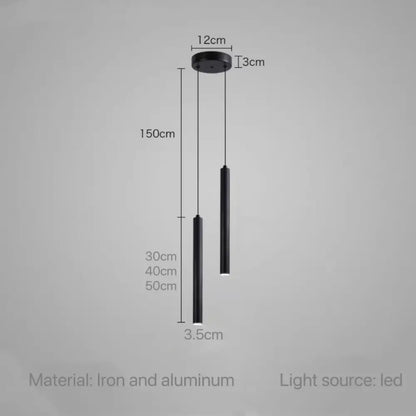 Minimalist gold black & white led tube pendant – dining room