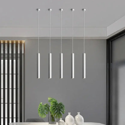 Minimalist gold black & white led tube pendant – dining room