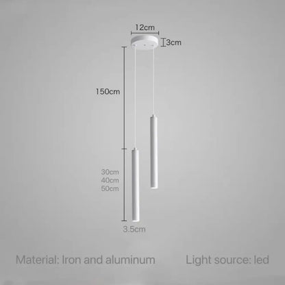 Minimalist gold black & white led tube pendant – dining room