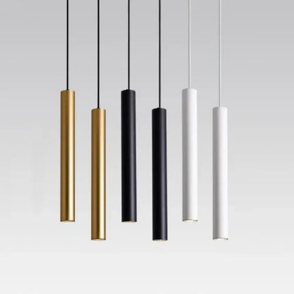 Minimalist gold black & white led tube pendant – dining room