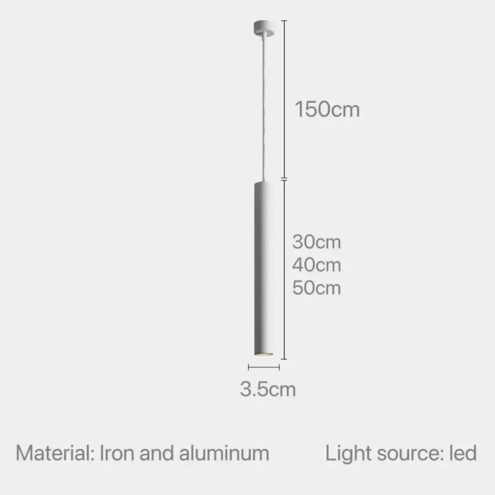 Minimalist gold black & white led tube pendant – dining room