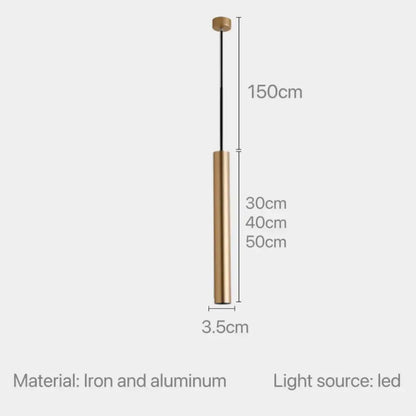 Minimalist gold black & white led tube pendant – dining room