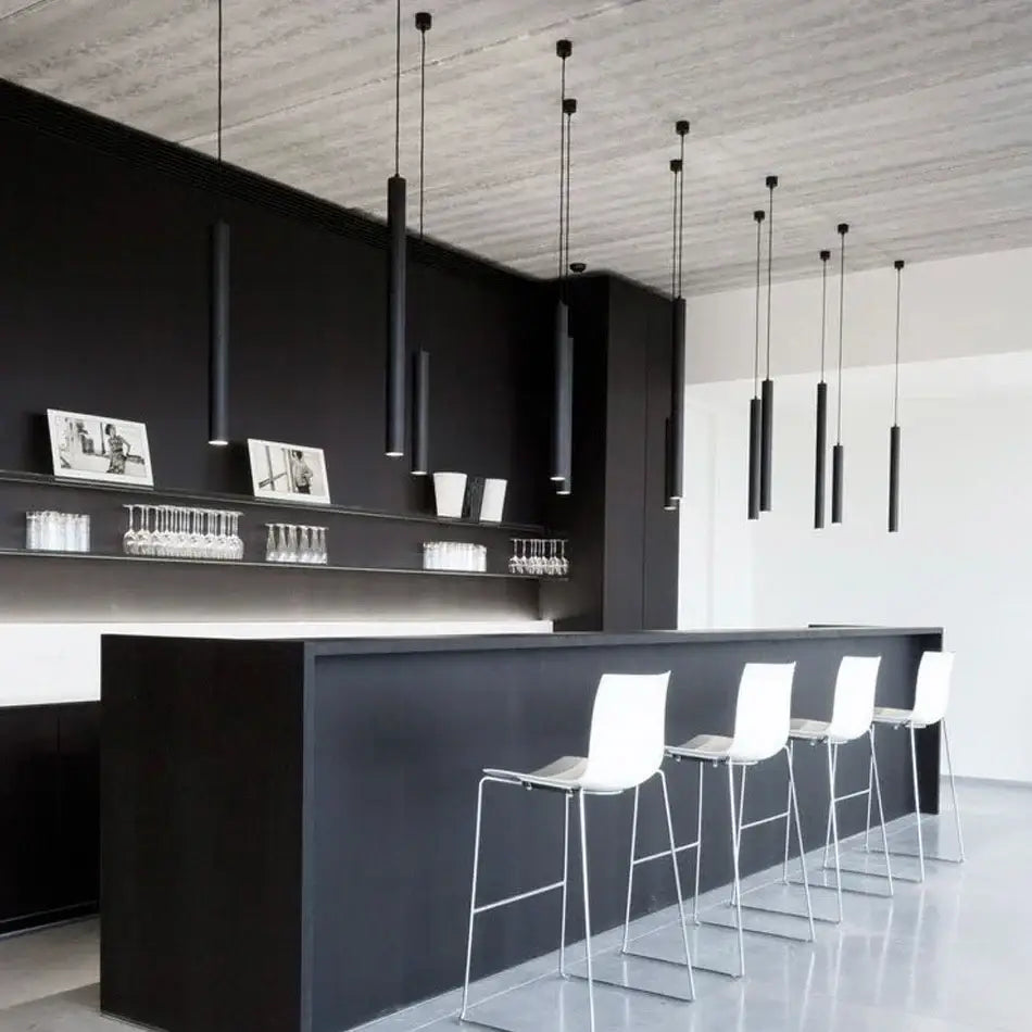 Modern cylindrical led tube pendant light kitchen dining decor