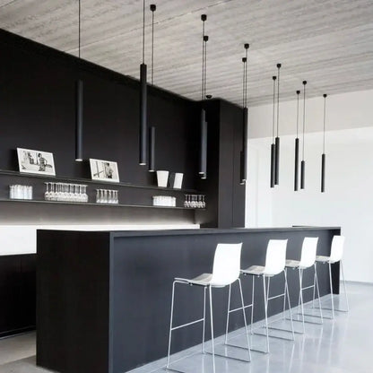 Modern cylindrical led tube pendant light kitchen dining decor