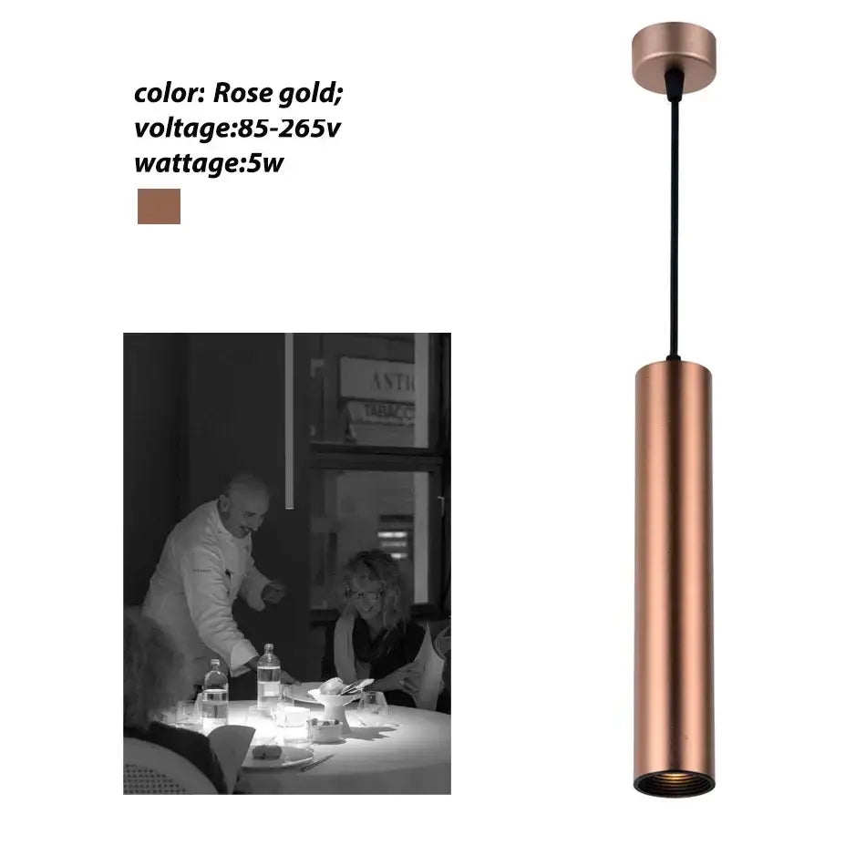 Modern cylindrical led tube pendant light kitchen dining decor