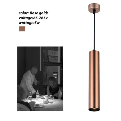 Modern cylindrical led tube pendant light kitchen dining decor