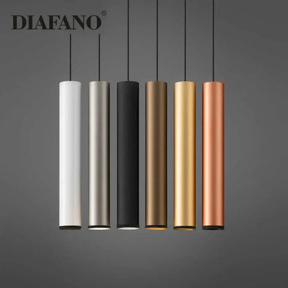 Modern cylindrical led tube pendant light kitchen dining decor