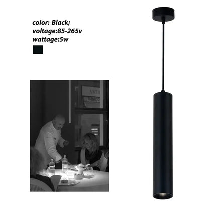 Modern cylindrical led tube pendant light kitchen dining decor