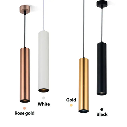 Modern cylindrical led tube pendant light kitchen dining decor