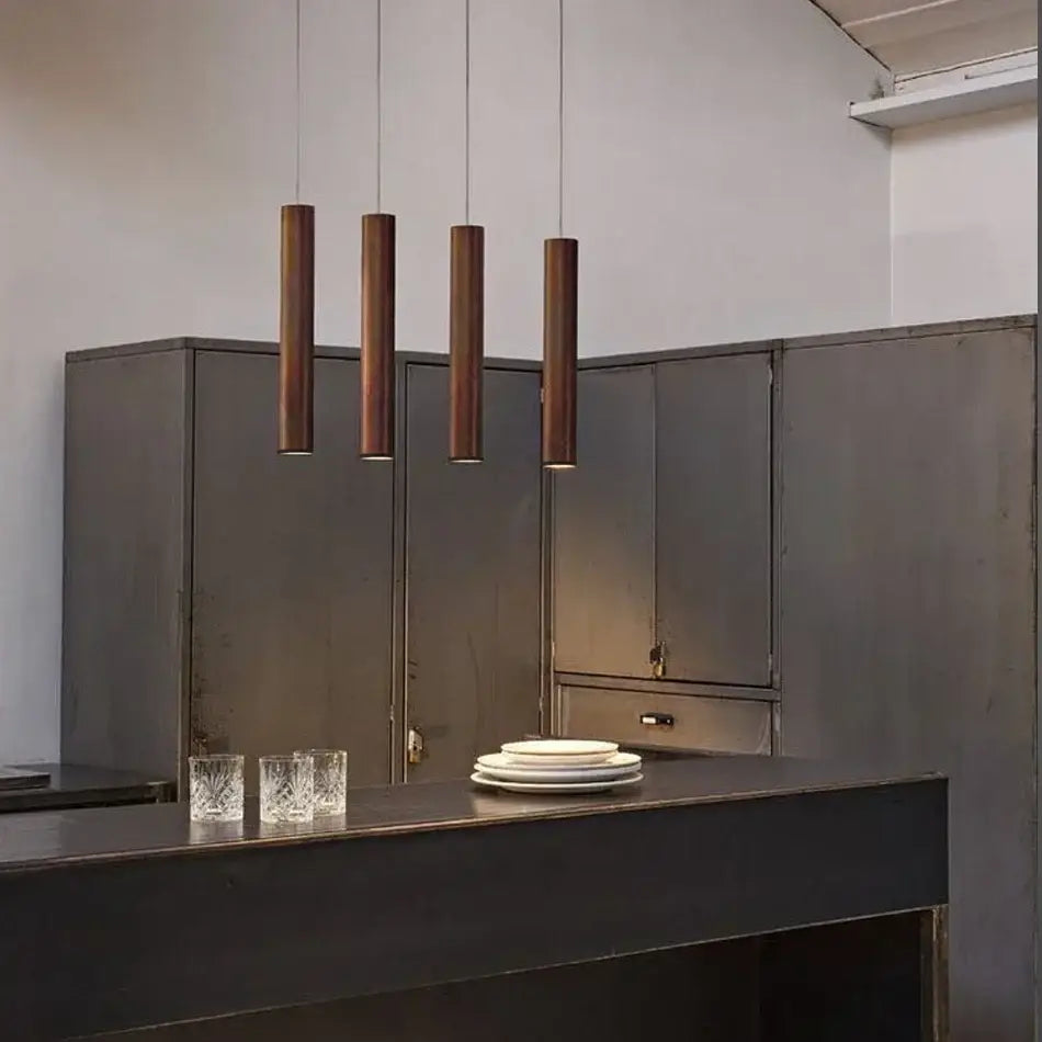 Modern cylindrical led tube pendant light kitchen dining decor