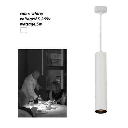 Modern cylindrical led tube pendant light kitchen dining decor