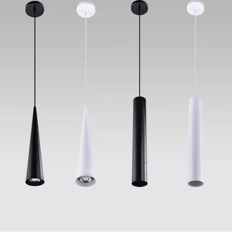 Modern black & white led tube pendant lights for dining room