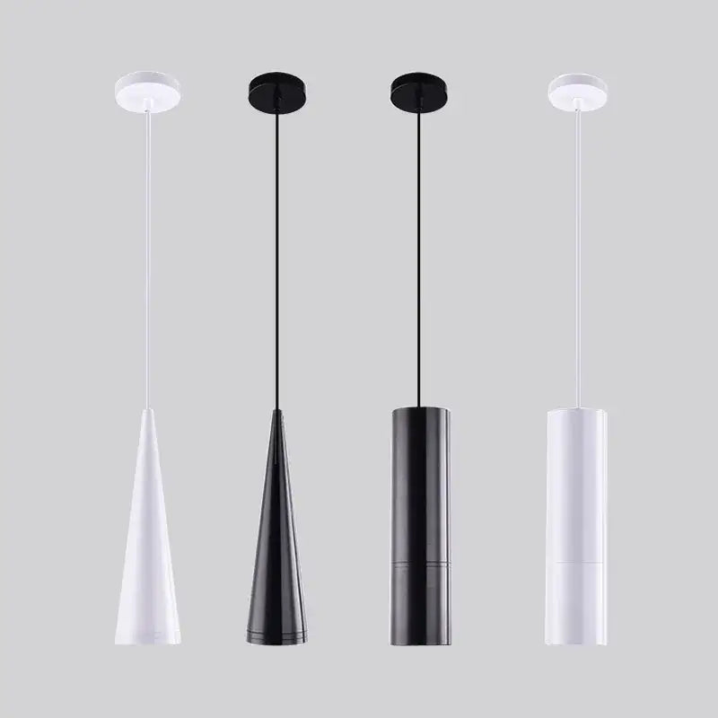 Modern black & white led tube pendant lights for dining room